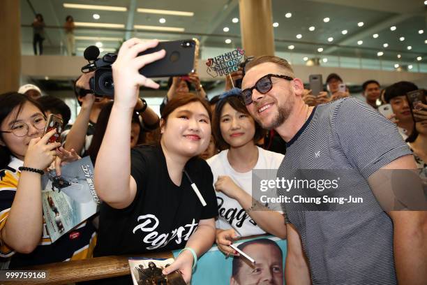 Simon Pegg arrives in support of the 'Mission: Impossible - Fallout' World Press Tour at Incheon International Airport on July 16, 2018 in Incheon,...