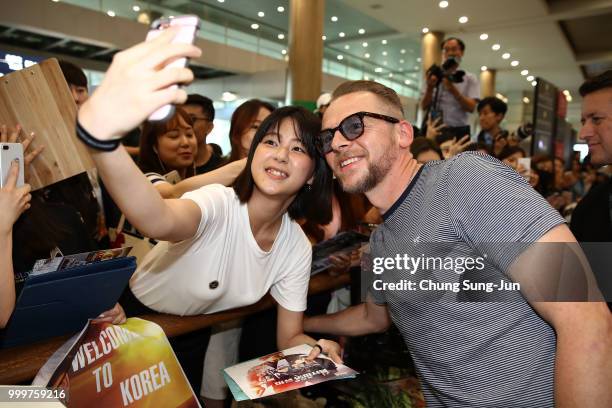 Simon Pegg arrives in support of the 'Mission: Impossible - Fallout' World Press Tour at Incheon International Airport on July 16, 2018 in Incheon,...