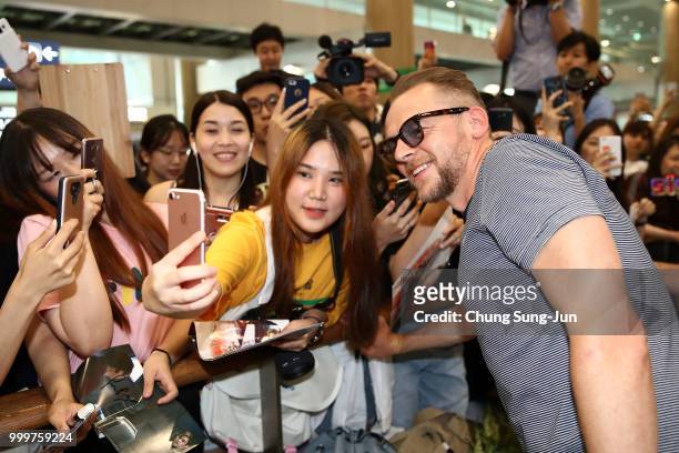 Simon Pegg arrives in support of the 'Mission: Impossible - Fallout' World Press Tour at Incheon International Airport on July 16, 2018 in Incheon,...