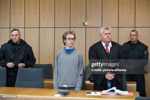 The defendant Marcel H. Next to his lawyer Michael Emde during the first day of his trial at the district court in Bochum, Germany, 8 September 2017....