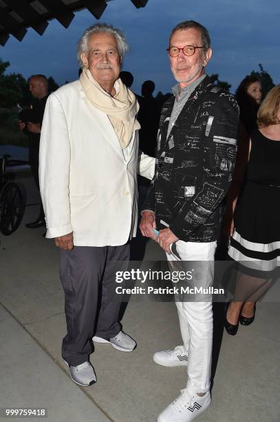 Keith Sonnier and Arne Glimcher attend the Parrish Art Museum Midsummer Party 2018 at Parrish Art Museum on July 14, 2018 in Water Mill, New York.