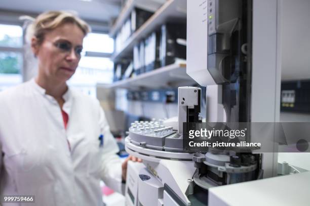 The technical and biological assistant Annette Rickert prepares samples for a high-pressure liquid chromatography for the analysis of drugs and...