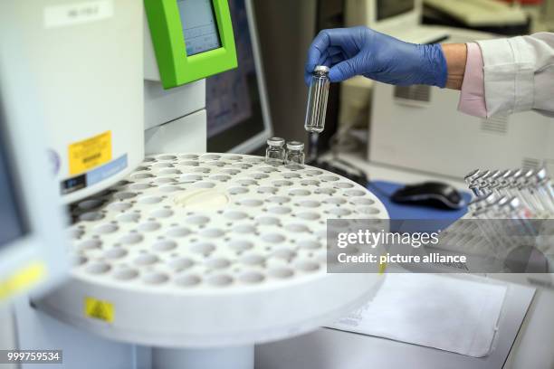 The technical and medical assistant Helga Waha prepares samples for a gas chromatography with mass spectrometry for the analysis of alcohol levels in...