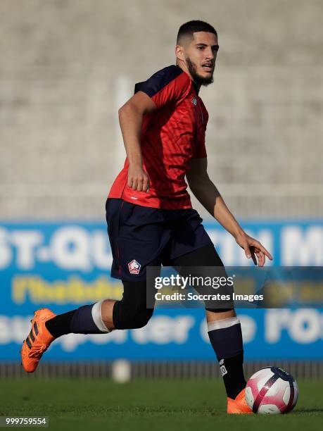 Yassine Benzia of Lille during the Club Friendly match between Lille v Reims at the Stade Paul Debresie on July 14, 2018 in Saint Quentin France