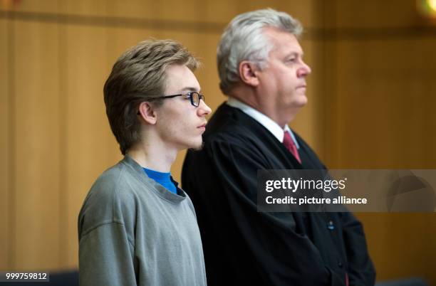 The defendant Marcel H. Next to his lawyer Michael Emde during the first day of his trial at the district court in Bochum, Germany, 8 September 2017....