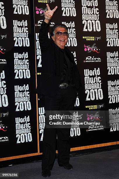 Designer Roberto Cavalli poses in the press room during the World Music Awards 2010 at the Sporting Club on May 18, 2010 in Monte Carlo, Monaco.