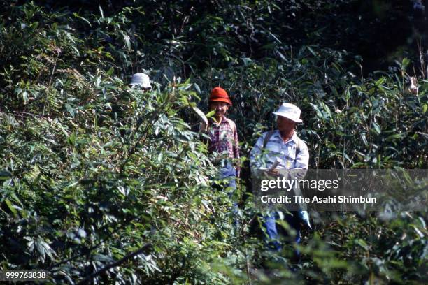 Prince Naruhito climbs Mt. Rishirifuji on August 21, 1986 in Higashirishiri, Hokkaido, Japan.