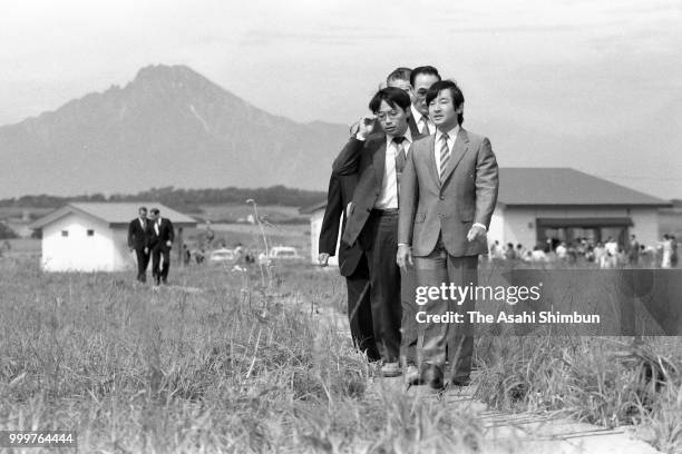 Prince Naruhito visits Sarobetsu Wetland on August 22, 1986 in Toyotomi, Hokkaido, Japan.