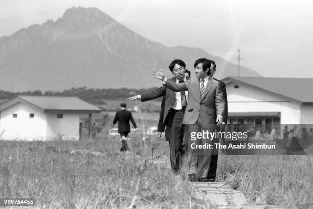 Prince Naruhito visits Sarobetsu Wetland on August 22, 1986 in Toyotomi, Hokkaido, Japan.