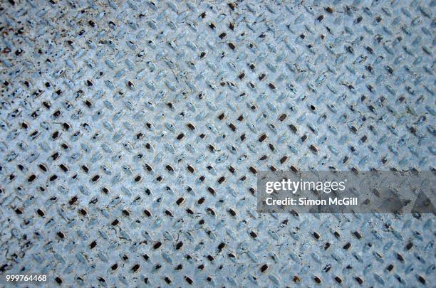 stainless steel plate with cross-hatch non-slip texture pattern - australian capital territory stock pictures, royalty-free photos & images
