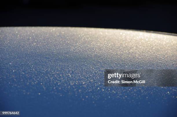 frost on a car roof glitters in the early morning sunlight - australian capital territory stock pictures, royalty-free photos & images