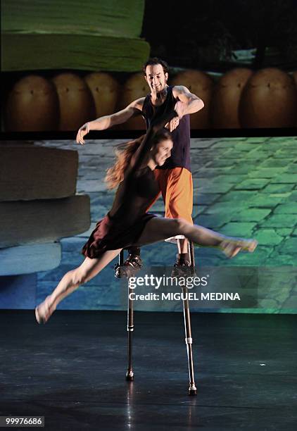 Dancers perform during their first performance before an audience of the Orphee opera, choregraphed by French Jose Montalvo and Dominique Hervieu on...
