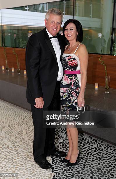 Colin Montgomerie and wife Gaynor arrive at the 2010 Tour Dinner prior to the BMW PGA Championship on the West Course at Wentworth on May 18, 2010 in...