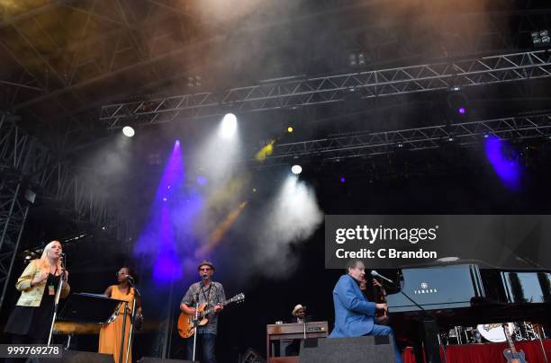 Jools Holland and his Rythm & Blues Orchestra perform on stage during Day 6 of Kew The Music at Kew Gardens on July 15, 2018 in London, England.