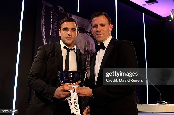 Olly Barkley of Bath is presented with the MBNA Community Player of the Season award by Greg Philips of Bank of America at the Guinness Premiership...