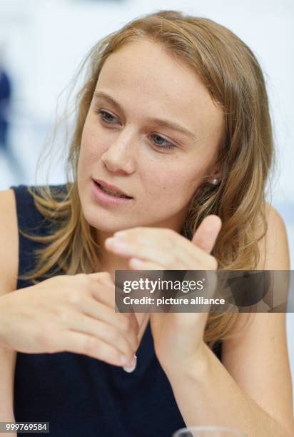 The actress Anke Retzlaff speaks during a press meeting regarding "The ARD Thursday crime series" in Hamburg, Germany, 8 September 2017. Photo: Georg...