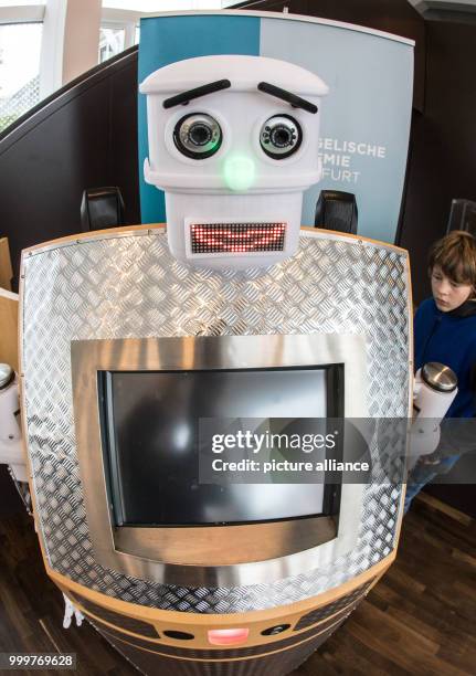 The robot stands in the Evangelical Academy in Frankfurt/Main, Germany, 08 September 2017. After his appearance at the world fair for the Reformation...