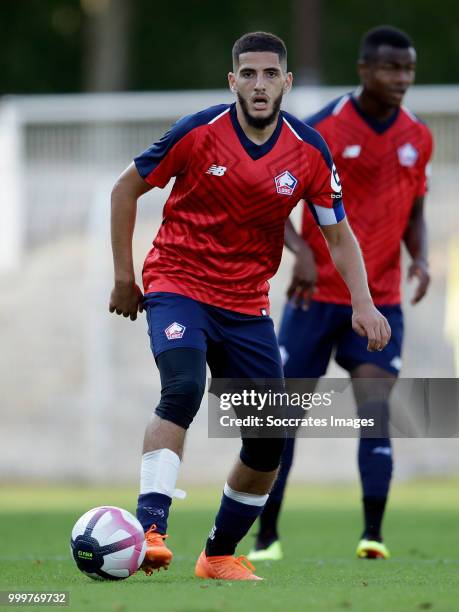 Yassine Benzia of Lille during the Club Friendly match between Lille v Reims at the Stade Paul Debresie on July 14, 2018 in Saint Quentin France