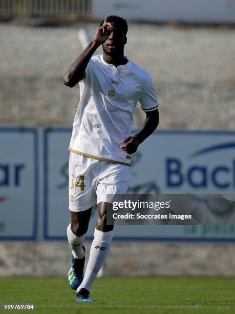 Boulaye Dia of Reims during the Club Friendly match between Lille v Reims at the Stade Paul Debresie on July 14, 2018 in Saint Quentin France