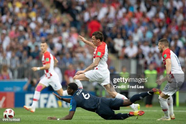 Paul Pogba of France reacts during the 2018 FIFA World Cup Russia Final between France and Croatia at Luzhniki Stadium on July 15, 2018 in Moscow,...