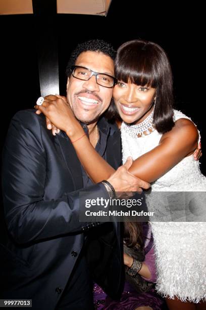 Lionel Richie and Naomi Campbell attend the de Grisogono "Crazy Chic Evening" cocktail party at the Hotel Du Cap Eden Roc on May 18, 2010 in Antibes,...