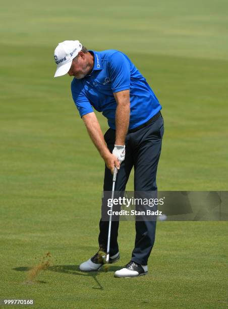 Jerry Kelly hits a shot on the third hole during the final round of the PGA TOUR Champions Constellation SENIOR PLAYERS Championship at Exmoor...