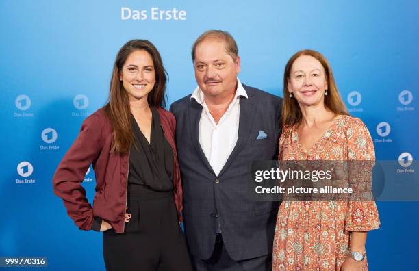 Actor Juergen Tarrach , actress Vidina Popov and producer Sabine Tettenborn arrive for the press conference of the tv series "The ThursdayThriller in...