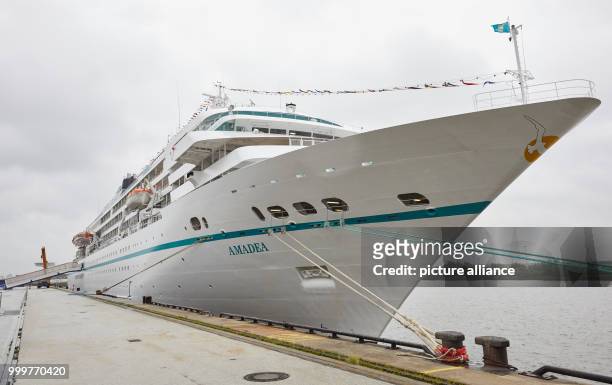 Cruise ships "Amadea" anchors at the quay at the Cruise Center HafenCity during the cruise ship festival "Cruise Days"in Hamburg, Germany, 08...