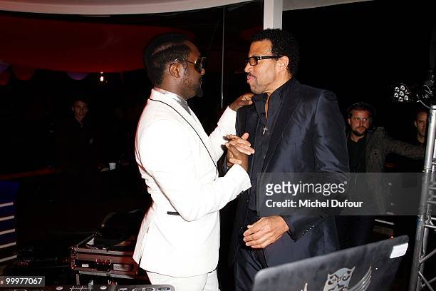 Will.i.am and Lionel Richie attend the de Grisogono "Crazy Chic Evening" cocktail party at the Hotel Du Cap Eden Roc on May 18, 2010 in Antibes,...