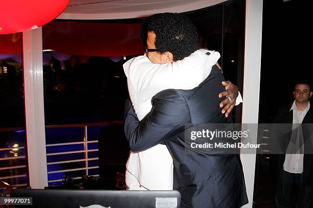 Will.i.am and Lionel Richie attend the de Grisogono "Crazy Chic Evening" cocktail party at the Hotel Du Cap Eden Roc on May 18, 2010 in Antibes,...