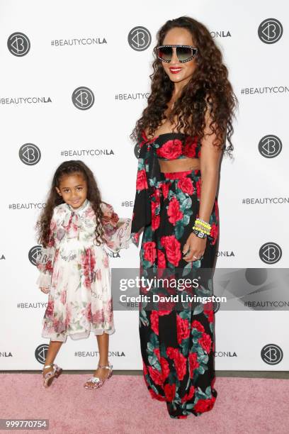 Royalty Brown and Nia Amey attend the Beautycon Festival LA 2018 at the Los Angeles Convention Center on July 15, 2018 in Los Angeles, California.