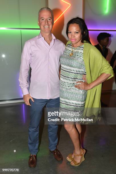 Jon Lopresti and Rolise Rachel attend the Parrish Art Museum Midsummer Party 2018 at Parrish Art Museum on July 14, 2018 in Water Mill, New York.