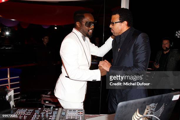 Will.i.am and Lionel Richie attend the de Grisogono "Crazy Chic Evening" cocktail party at the Hotel Du Cap Eden Roc on May 18, 2010 in Antibes,...