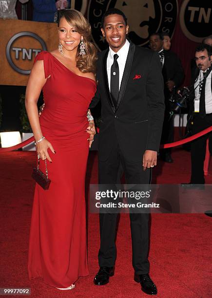 Singer Mariah Carey and Actor Nick Cannon attends the 16th Annual Screen Actors Guild Awards at The Shrine Auditorium on January 23, 2010 in Los...