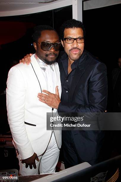 Will.i.am and Lionel Richie attend the de Grisogono "Crazy Chic Evening" cocktail party at the Hotel Du Cap Eden Roc on May 18, 2010 in Antibes,...