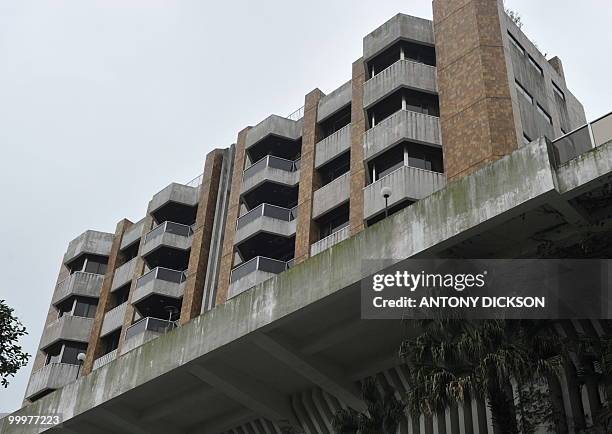 Picture shows the building at 35 Barker Road on Hong Kong's upmarket Peak on May 19 after a property inside the building was sold at auction the...