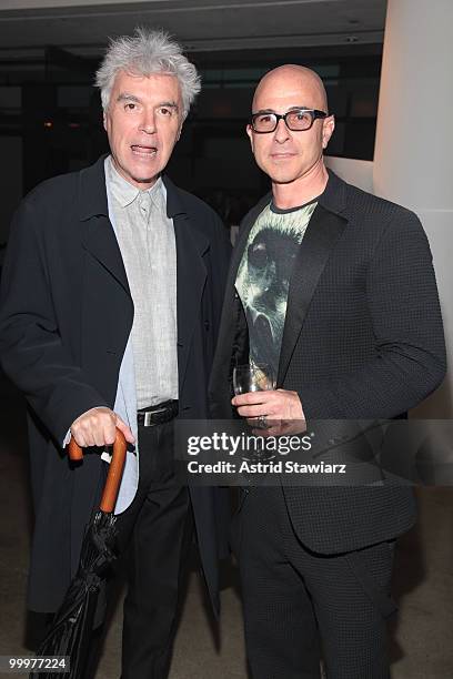 Musician David Byrne and Stephen Petronio attend the Art for Stephen Petronio Company benefit and auction at Milk Gallery on May 18, 2010 in New York...