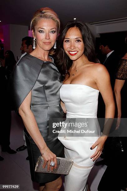 Tamara Beckwith and Myleene Klass attend the de Grisogono "Crazy Chic Evening" cocktail party at the Hotel Du Cap Eden Roc on May 18, 2010 in...