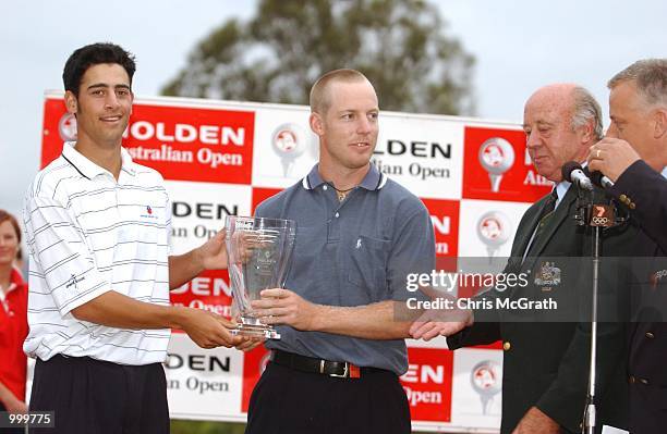 Equal winners of the Top Amateur of the tournement Jamie Nitties and Chris Campbell of the Holden Australian Open Golf Tournament held at The Grand...