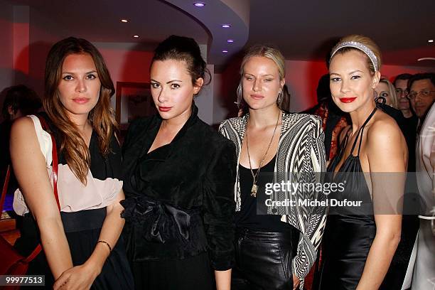 Dasha Zukova, Camilla Al Fayed, Olympia Scarry and Sandy Meyer Woelden attend the de Grisogono "Crazy Chic Evening" cocktail party at the Hotel Du...