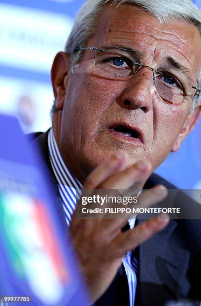 Italy's soccer team coach Marcello Lippi announces his team for the World Cup 2010 on May 18, 2010 during a press conference in Rome. The reigning...