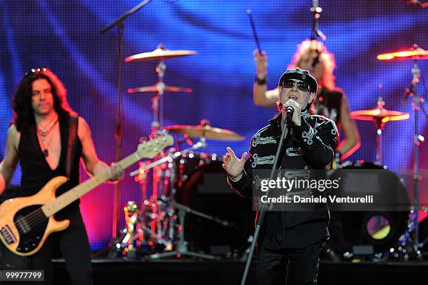 Singer Klaus Meine of The Scorpions performs on stage during the World Music Awards 2010 at the Sporting Club on May 18, 2010 in Monte Carlo, Monaco.