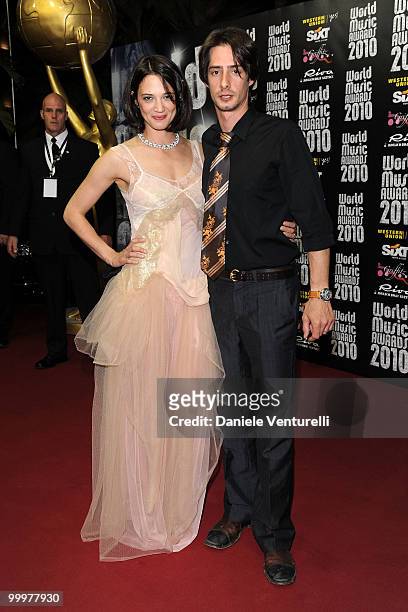 Actress Asia Argento and Michele Civetta arrive the World Music Awards 2010 at the Sporting Club on May 18, 2010 in Monte Carlo, Monaco.