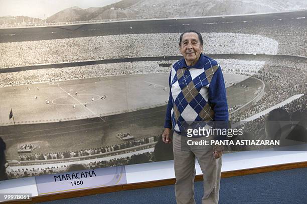 Uruguayan former footballer Alcides Ghiggia, member of the national team that won the 1950 World Cup at Maracana stadium in Rio de Janeiro, Brazil,...
