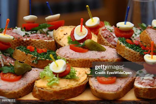 Snacks and Sandwiches served in a party event. On March 29, 2010 in Munich, Germany.