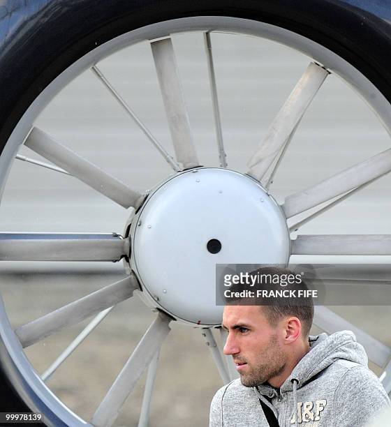 French defender Anthony Reveillere arrives at France's national football team pre-World Cup training camp for the upcoming FIFA 2010 World Cup in...