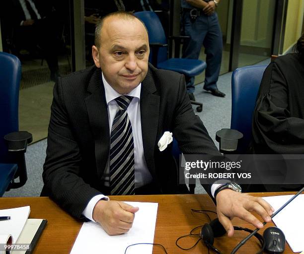 Former Macedonian interior minister Ljube Boskoski sits in court at the International Criminal Tribunal for the former Yugoslavia in the Hague on May...