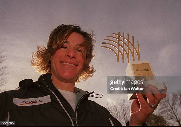 Stacy Dragila of the USA, World and Olympic Pole Vault Champion, during a press conference in London, November 28, 2001. Mandatory Credit: Ian...