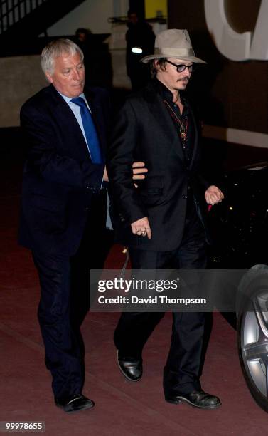 Johnny Depp is seen leaving the Chanel party this morning on May 19, 2010 in Cannes, France.