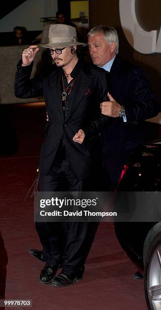 Johnny Depp is seen leaving the Chanel party this morning on May 19, 2010 in Cannes, France.